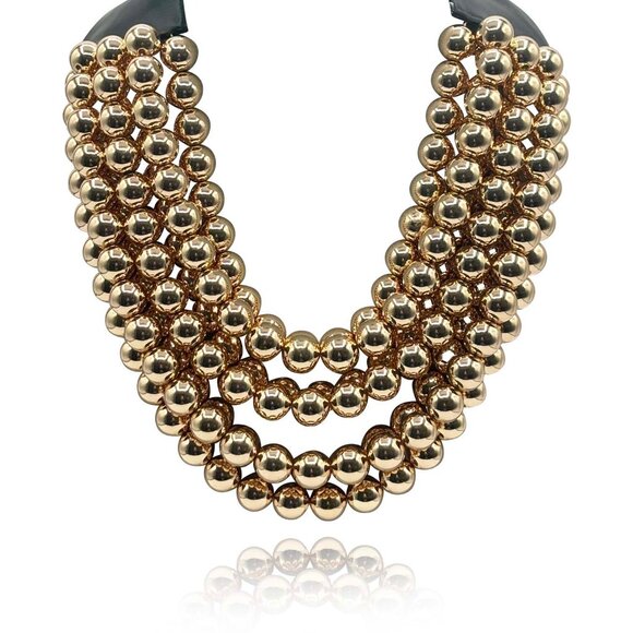 NEW Stunning Faceted Beaded 7-Strand Bib Statement Necklace in Gold or Silver - Picture 8 of 9